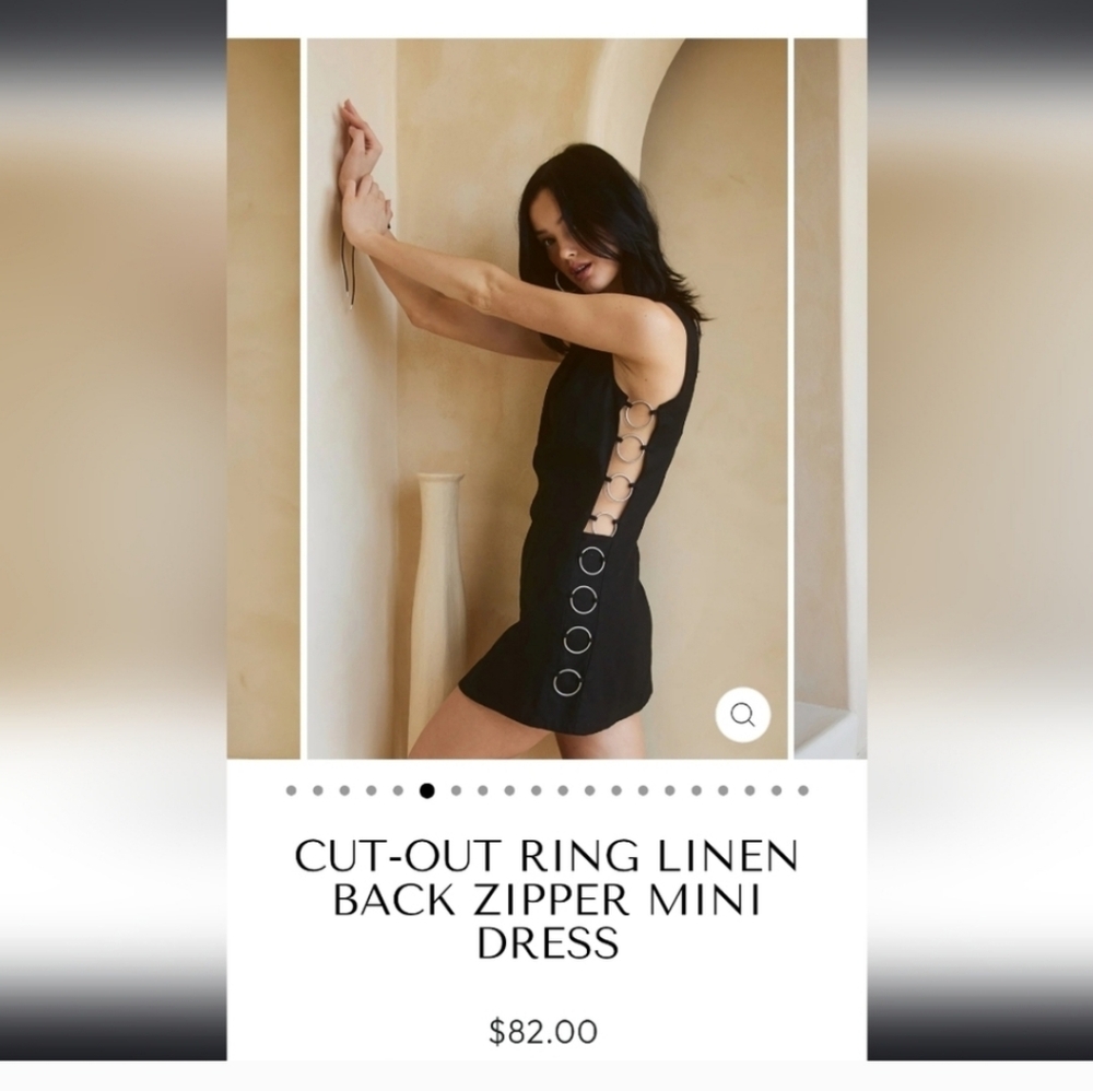 Brown Sleeveless Mini Dress with Met Side Ring Detail - Picture 5 of 5